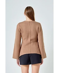 endless rose Women's 2 Button Cinched Sweater Cardigan