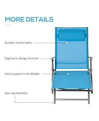 Outsunny Sling Patio Reclining Chaise Lounge Garden Furniture, Light