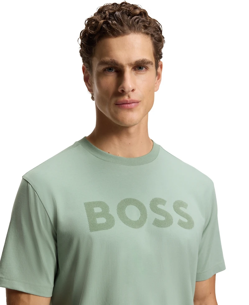 Boss by Hugo Men's Stretch Cotton Tonal Logo Relaxed-Fit T-Shirt