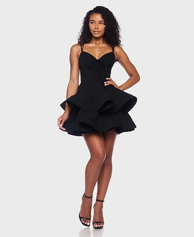 Alex & Sophia Juniors' Double Layer Drop V-Neck Dress