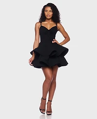 Alex & Sophia Juniors' Double Layer Drop V-Neck Dress