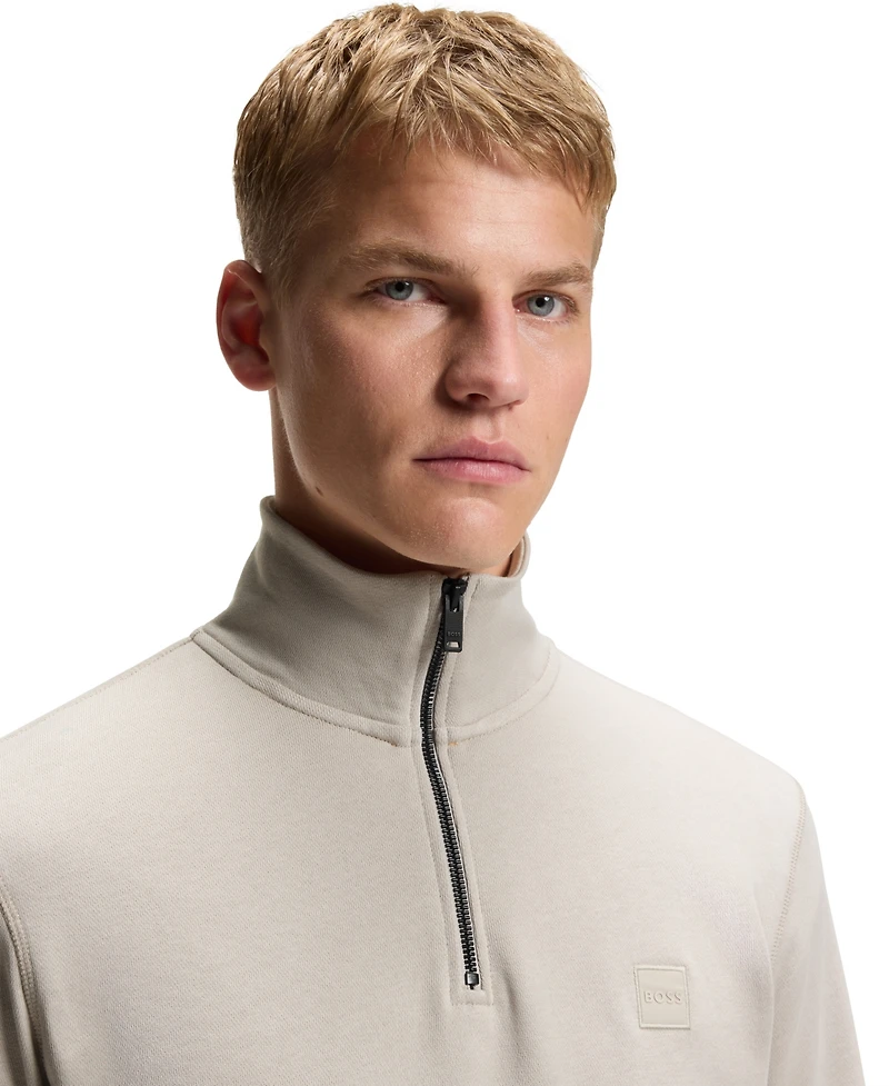 Boss by Hugo Men's Logo Patch Zip-Neck Sweatshirt
