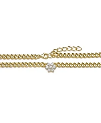 14K Gold Plated with Clear Cubic Zirconia Flower Bloom Necklace