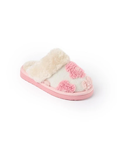 Minnetonka Girls' Faux Fur Flower Scuff Slippers