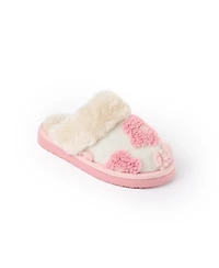 Minnetonka Girls' Faux Fur Flower Scuff Slippers
