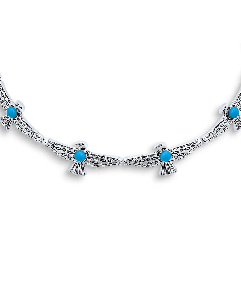 Bling Jewelry Southwestern-Inspired Choker Necklace and Compressed Turquoise Hoop Earrings Jewelry Set