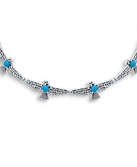 Bling Jewelry Southwestern-Inspired Choker Necklace and Compressed Turquoise Hoop Earrings Jewelry Set