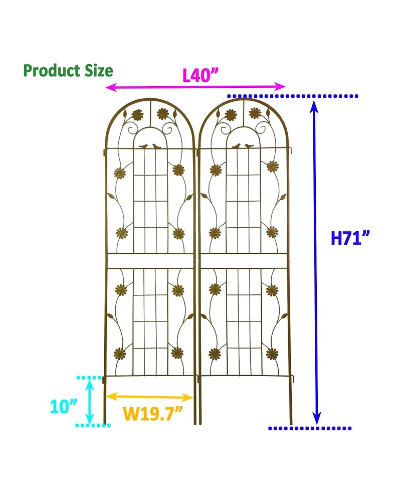 Streamdale Furniture Metal Garden Trellis 71" Climbing Plant Support