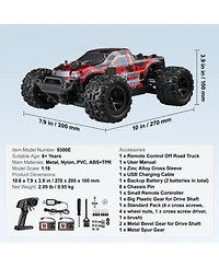 Mecale Rc Car 1:18, 4WD Off-Road Truck 36 km/h with 45° Wheelie & 2 Batteries, High-Speed Racing Toy for Kids 8+, IPX4