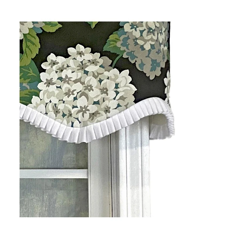 Rlf Home Hydrangea Ruffled Provance valance 3in Rod Pocket Navy, 50in x 17in 