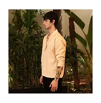 Campus Sutra Men's Buff Beige Wrinkled Korean Oversized Shirt