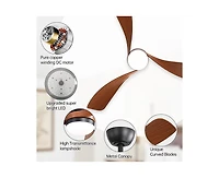 Sofucor 52-inch Modern Black Ceiling Fan with Led Light and Remote Control Dc Motor