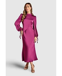 Coast Women's Blouson Sleeve Satin Midi Dress