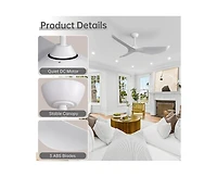Sofucor 52-inch Light weight Modern White 3-Blade Ceiling Fans with Remote Control Function
