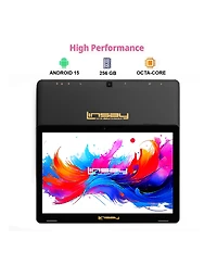 Linsay 10.1"Octa Core 256GB Storage Android 15 Tablet with Rainbow Marble Case