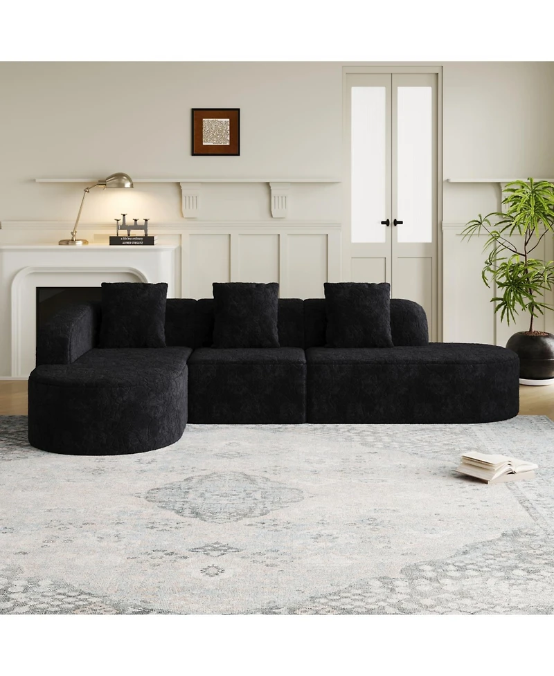Streamdale Furniture Streamdale L-shaped curved modular sofa, modern lychee-textured polyester