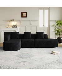 Streamdale Furniture Streamdale L-shaped curved modular sofa, modern lychee-textured polyester