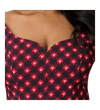 Unique Vintage Plus Sweetheart Long Sleeve Swing Dress