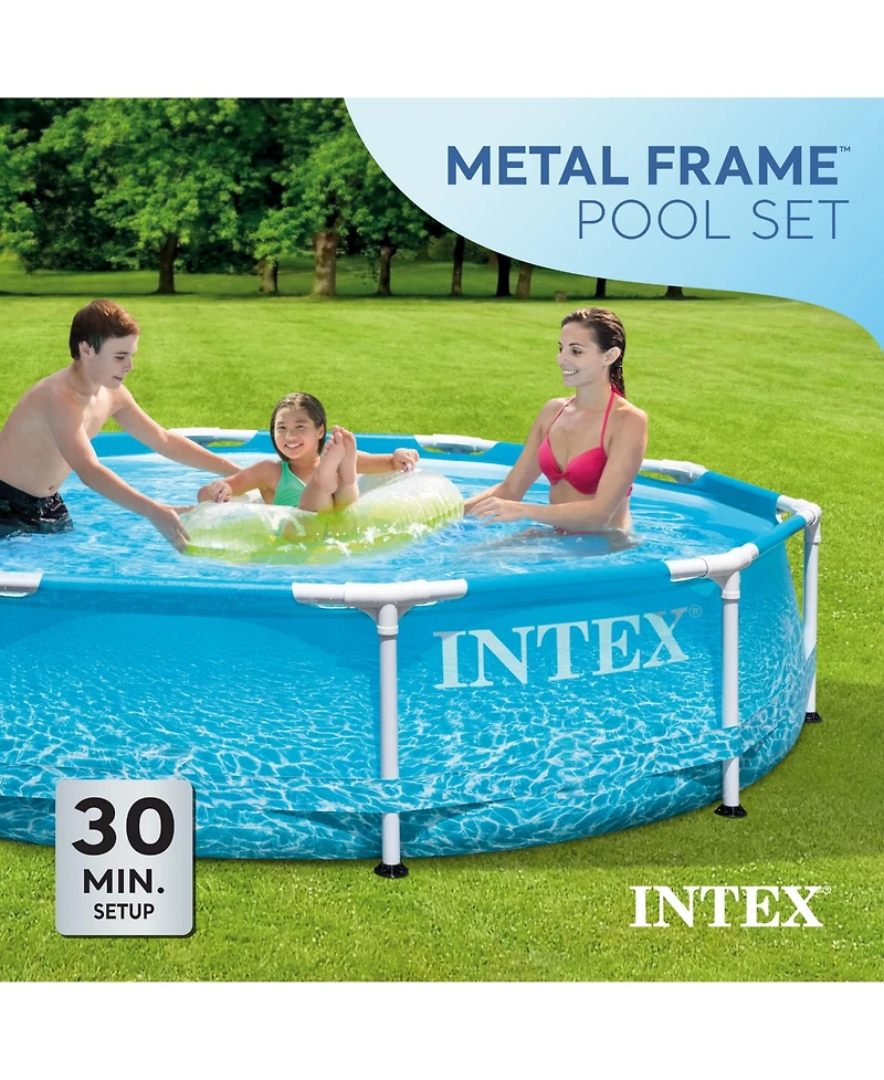 Intex 28207EH 10' x 30" Steel Metal Frame Beachside Swimming Pool w/ Filter Pump