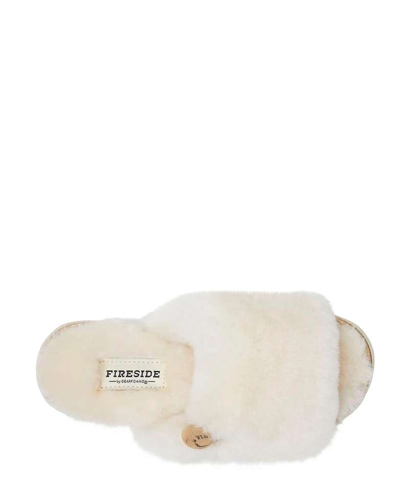 Fireside by Dearfoams Women's Cairns Genuine Shearling Fuzzy Slide Slipper