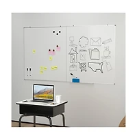 Emma+Oliver Xander Dry Erase Board for Wall with Aluminum Whiteboard Frame and Removable Marker Tray, 3 Markers, 1 Eraser, 6 Magnets Included