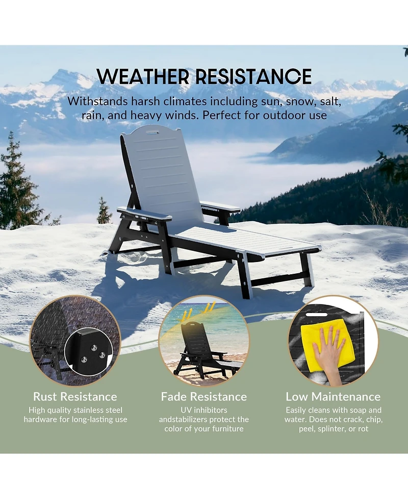 WestinTrends Outdoor Hdpe Patio Chaise Lounge With Wheels & Cup Holder
