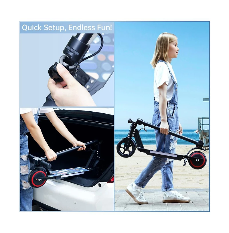 Artudatech 6.5 inch Foldable Kids Electric Scooter for Fun Rides, Up to 5 Miles, 150W Motor & Deck Lights