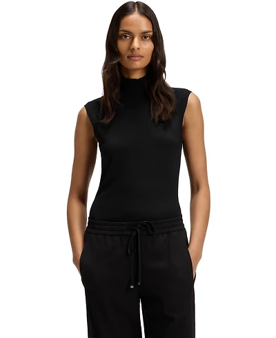 Boss by Hugo Women's Merino Wool Mock Neck Sleeveless Top