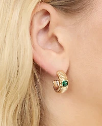 Ettika Ribbed Emerald Medium Hoops