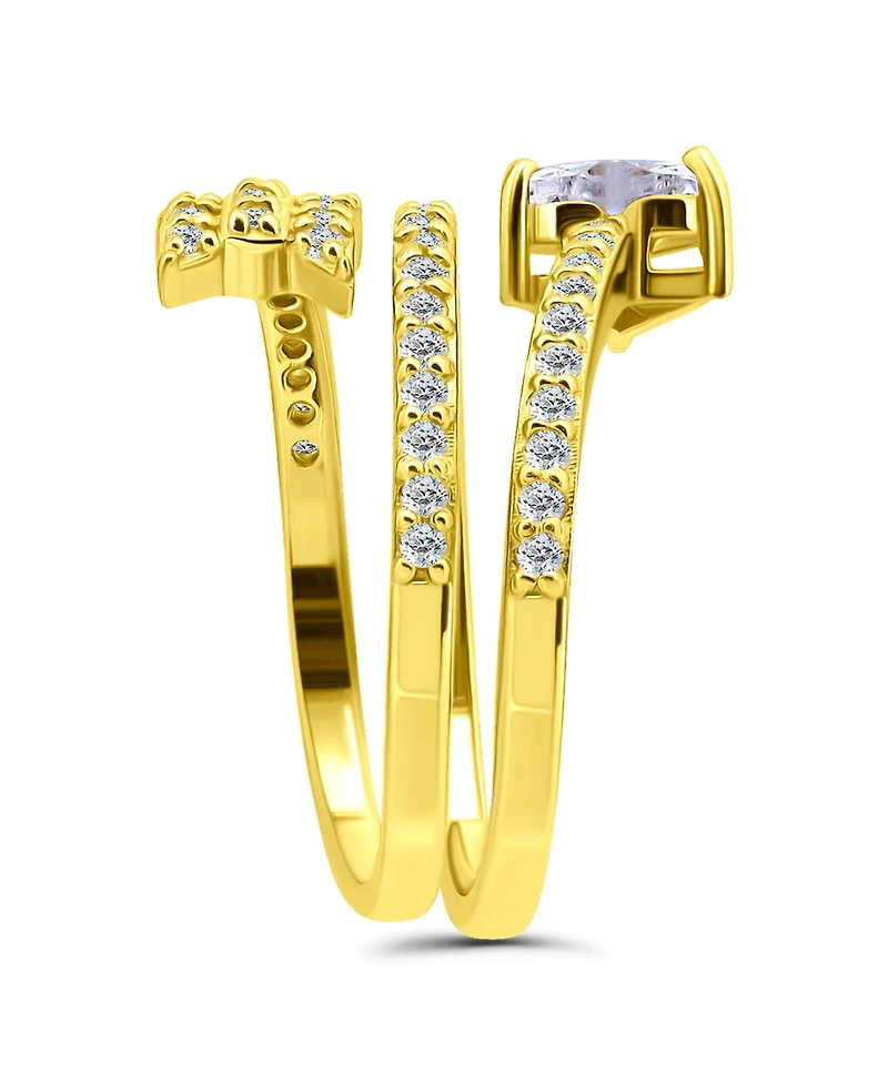 Cubic Zirconia Arrow Wrap Ring Silver Plate