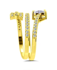 Cubic Zirconia Arrow Wrap Ring Silver Plate