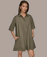 Donna Karan Weekend Women's Elbow-Sleeve Hidden Placket Dress