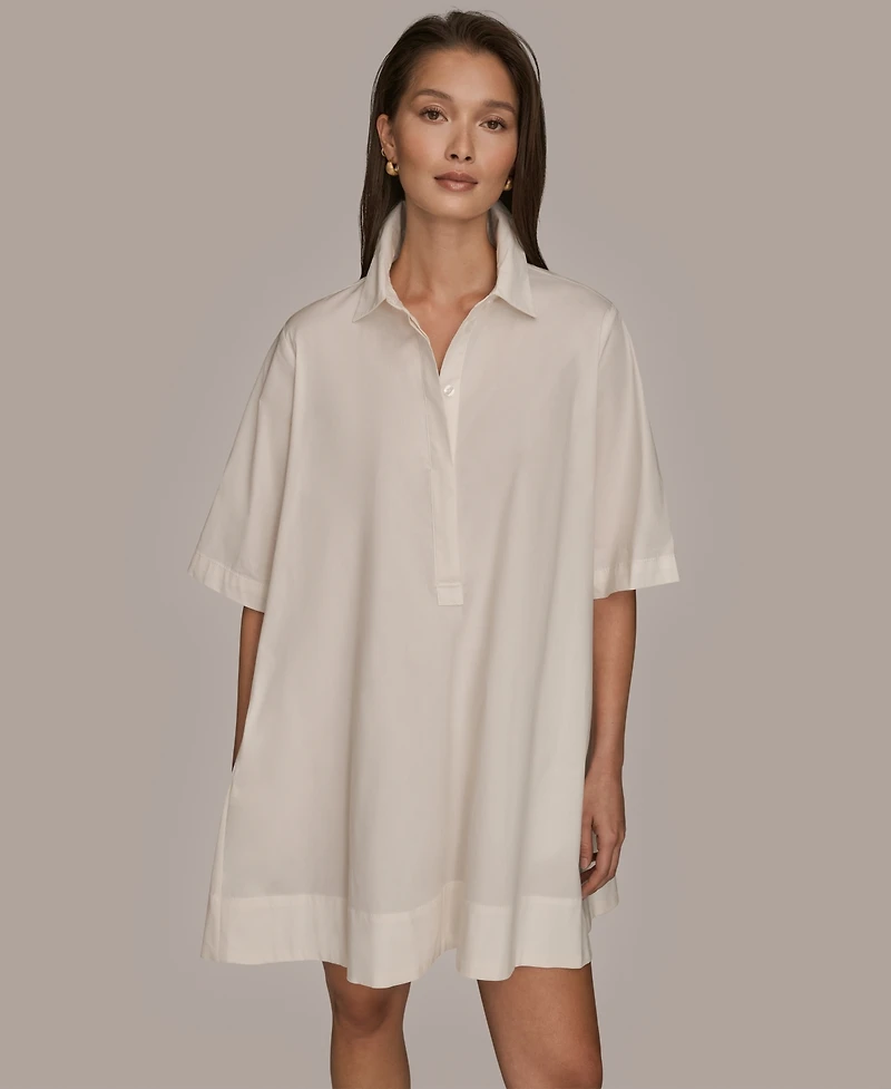Donna Karan Weekend Women's Elbow-Sleeve Hidden Placket Dress