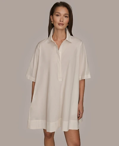 Donna Karan Weekend Women's Elbow-Sleeve Hidden Placket Dress
