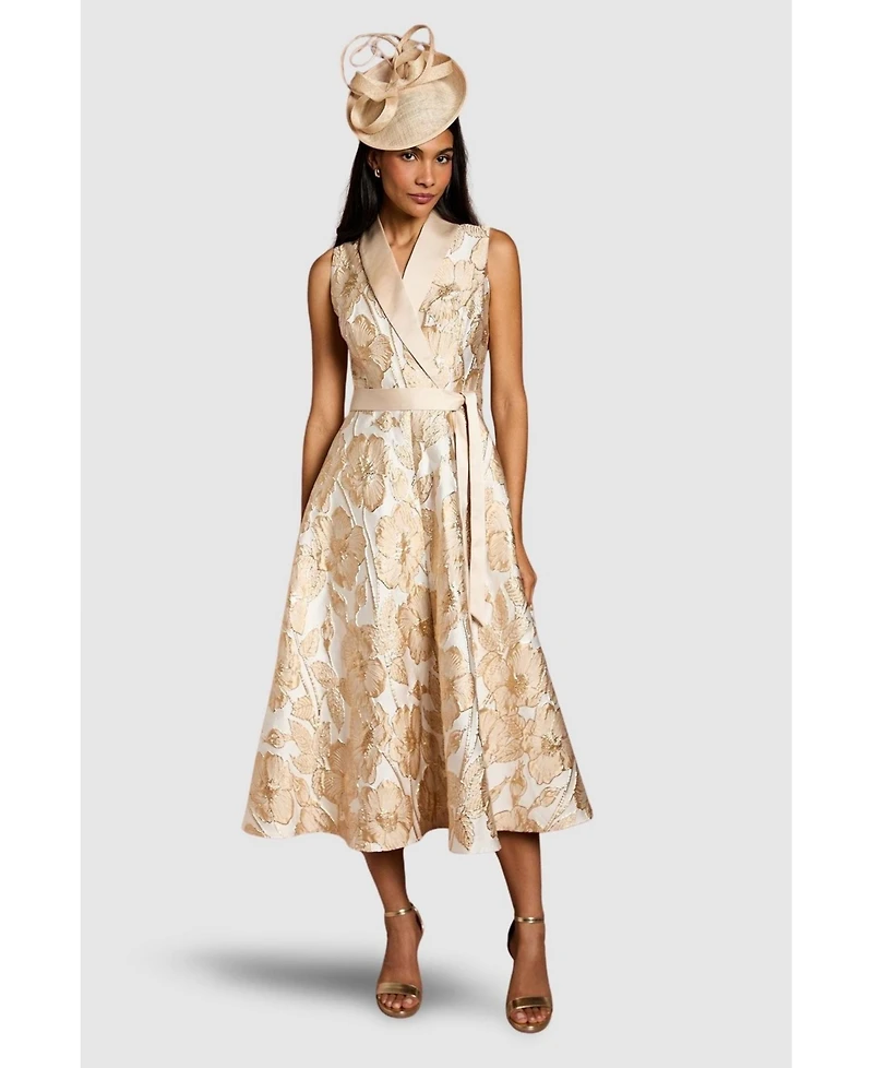 Coast Women's Sleeveless Tux Jacquard Midi Dress