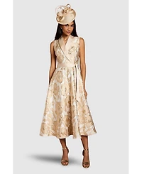 Coast Women's Sleeveless Tux Jacquard Midi Dress