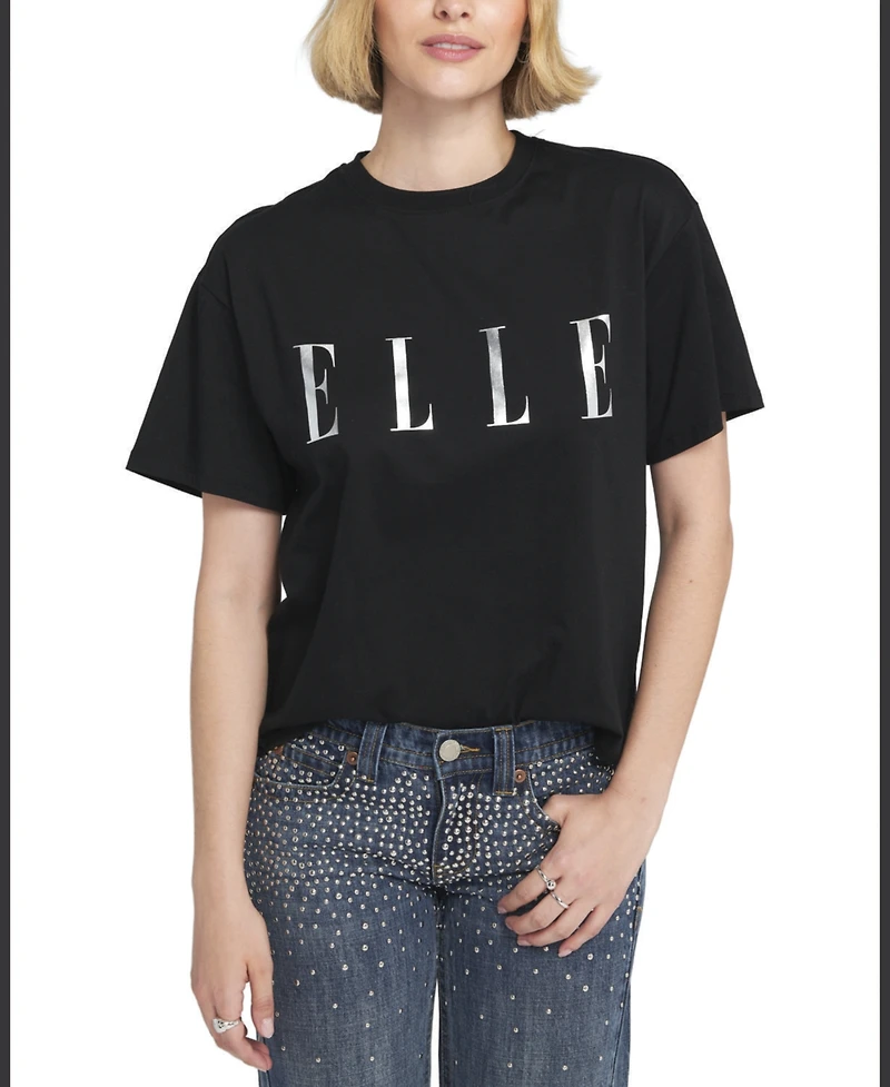 Elle Collection Women's Logo Foil Printed Tee Graphic T-Shirt