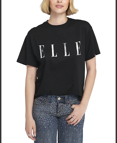 Elle Collection Women's Logo Foil Printed Tee Graphic T-Shirt