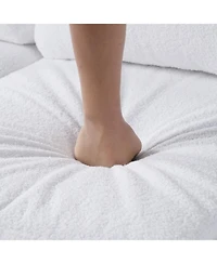 Streamdale Furniture 83.86" 3-Seater Sofa, Curved Armrest, Teddy Velvet, Solid Wood Legs & Frame, Green