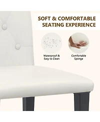 Streamdale Furniture Streamdale 4-pack white Pu dining chairs, ergonomic buckle backrest, black metal legs