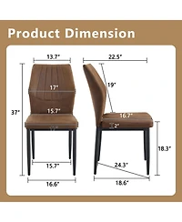 Streamdale Set of 6 Brown/Black Dining Chairs with Shell Pattern, 37" High.