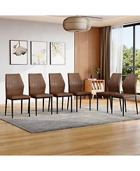 Streamdale Set of 6 Brown/Black Dining Chairs with Shell Pattern, 37" High.