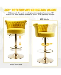 Streamdale Velvet 360 Rotating Bar Chair with Adjustable Height - Modern Kitchen Island Chair