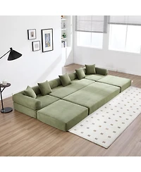 Streamdale Convertible Folding Sofa Bed with Pillow Back Handrail, Cloud Corduroy Mattress Sofa