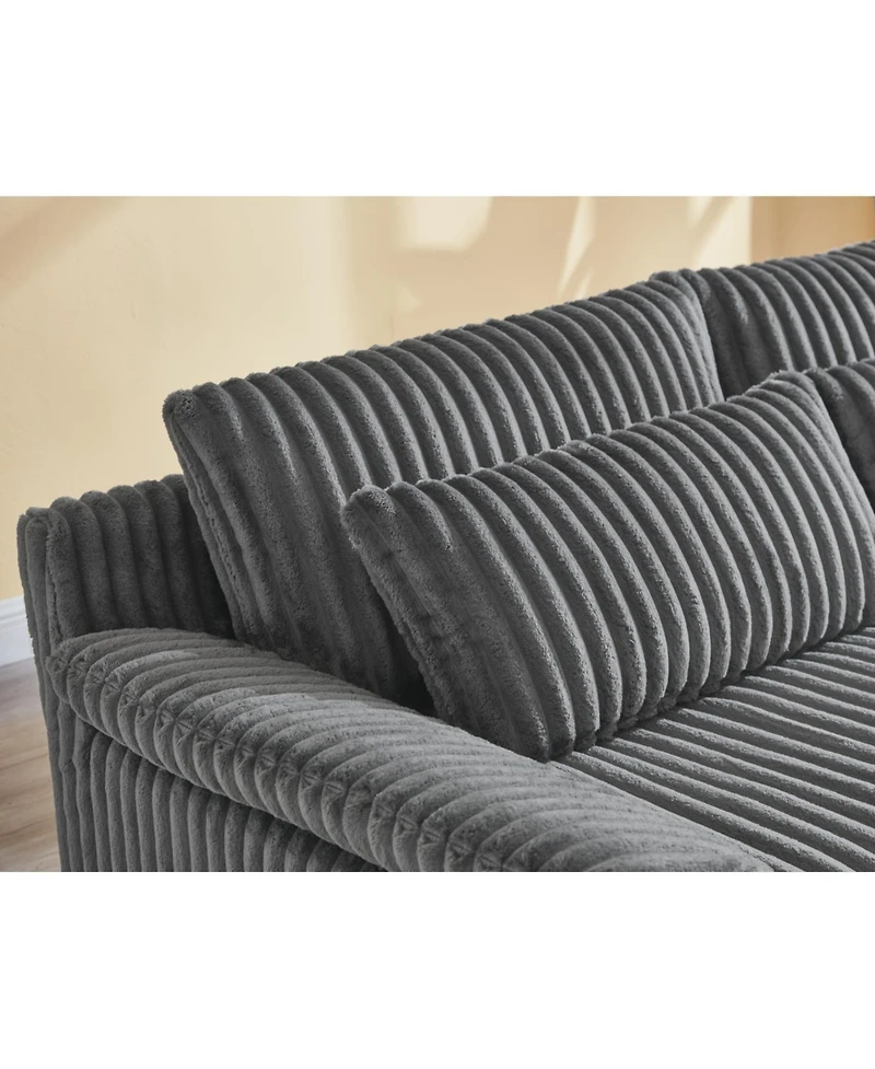 Streamdale Furniture Corduroy Loveseat Sofa with Pillow Top Arms & 2 Accent Pillows