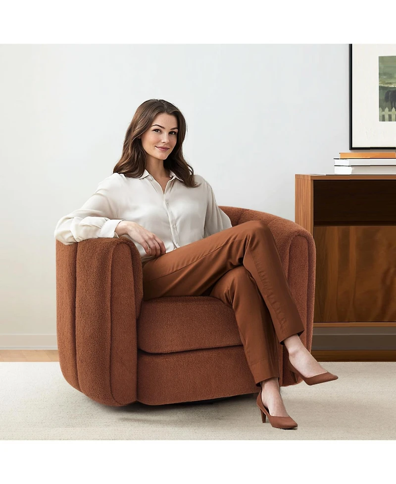 Streamdale Swivel Accent Barrel Chair, Modern Upholstered Round Armchair for Living Room