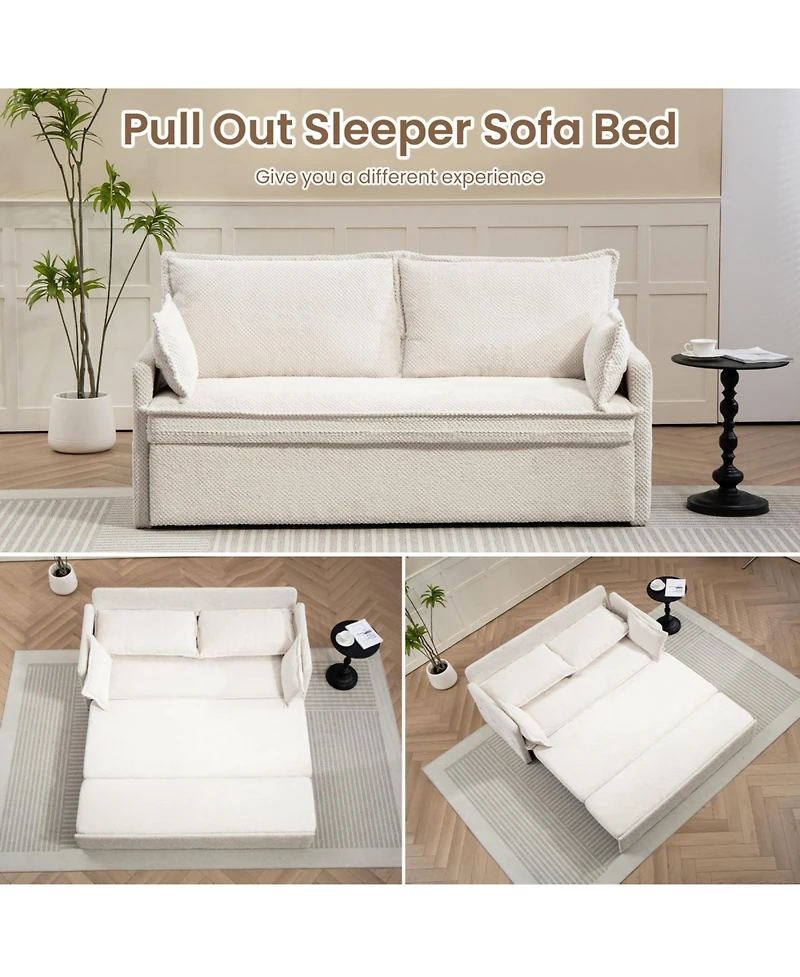 Streamdale Furniture Streamdale Ergonomic Sofa Bed with Storage & Charging - Corduroy Convertible Sleeper