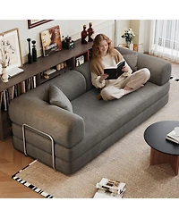 Streamdale Furniture Streamdale Corduroy Compression Sofa Bed with Pillow Back Support, Grey