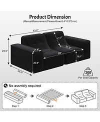 Streamdale Modern Modular Sectional Sofa - Black/Grey Chenille Fabric