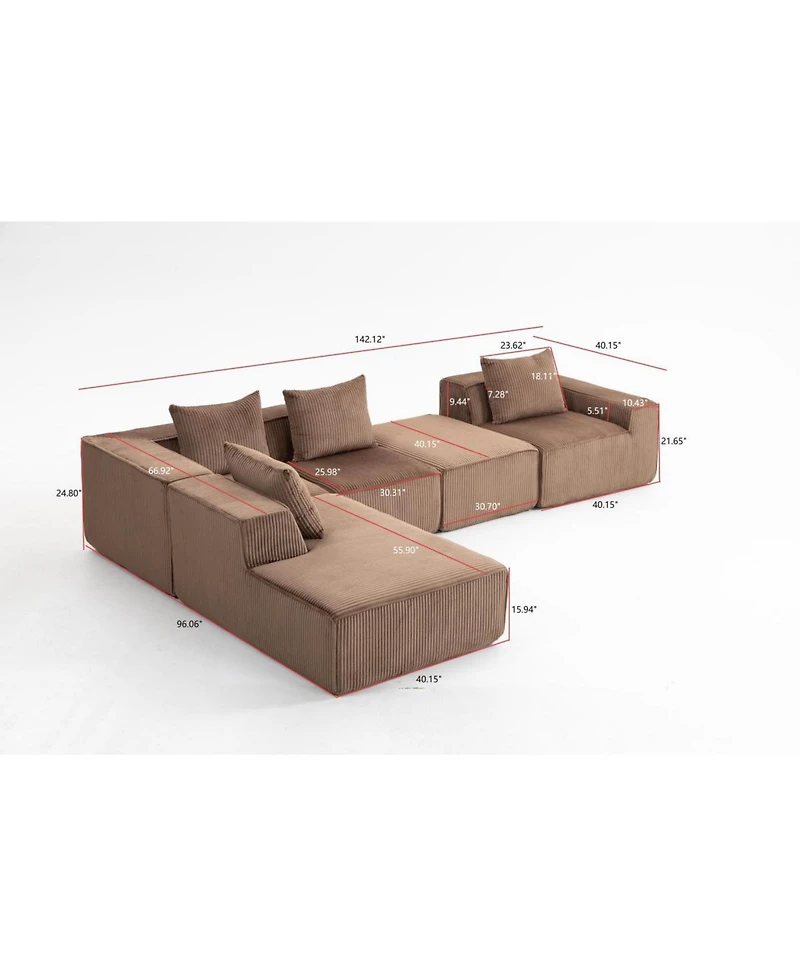 Streamdale Furniture Streamdale Exquisite Full Foam Compressed Sofa - Premium Modular Sectional, Warm Brown